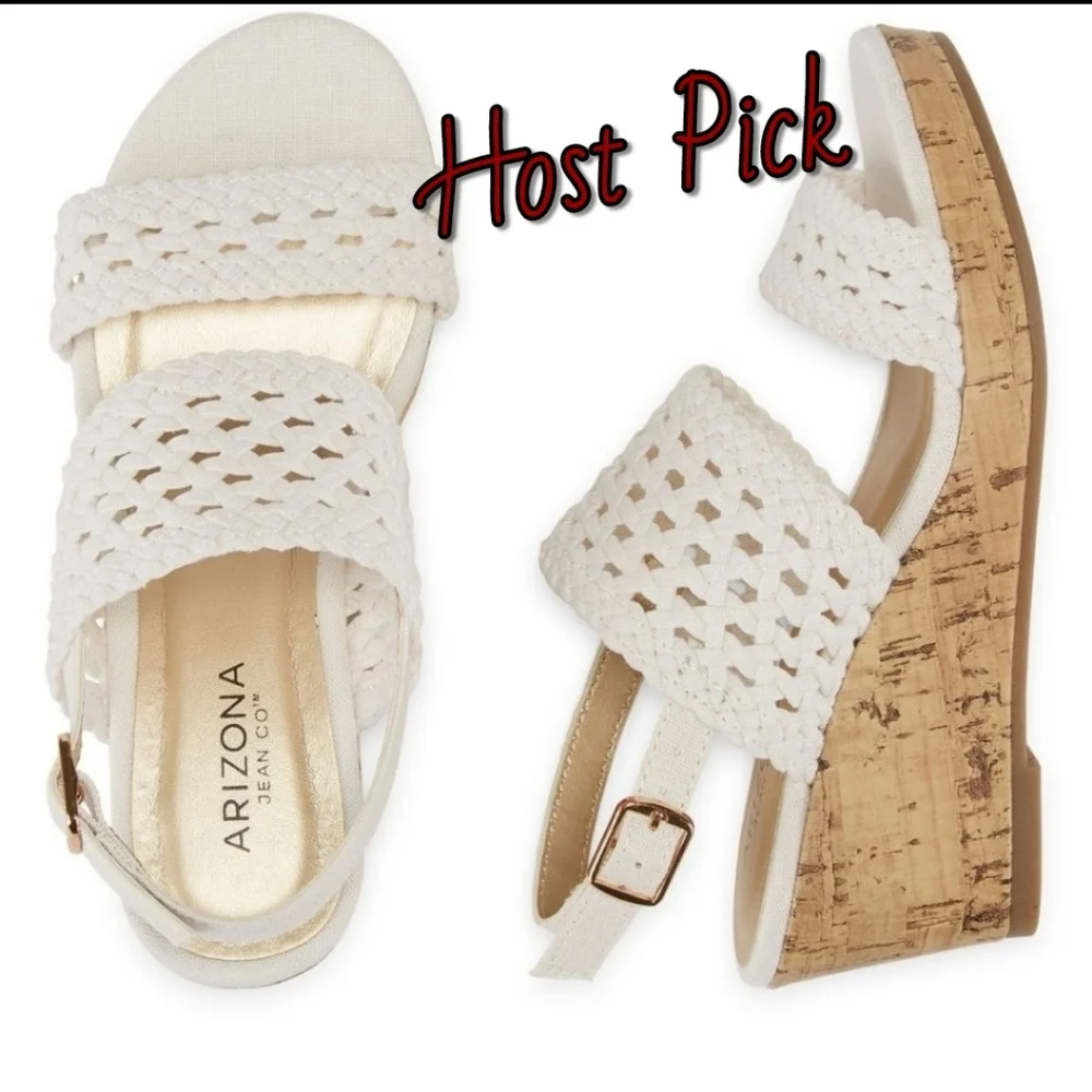 NEW Girls Shoes White Sandals Strappy Woven Lace Platform Wedge Heel Arizona 13M